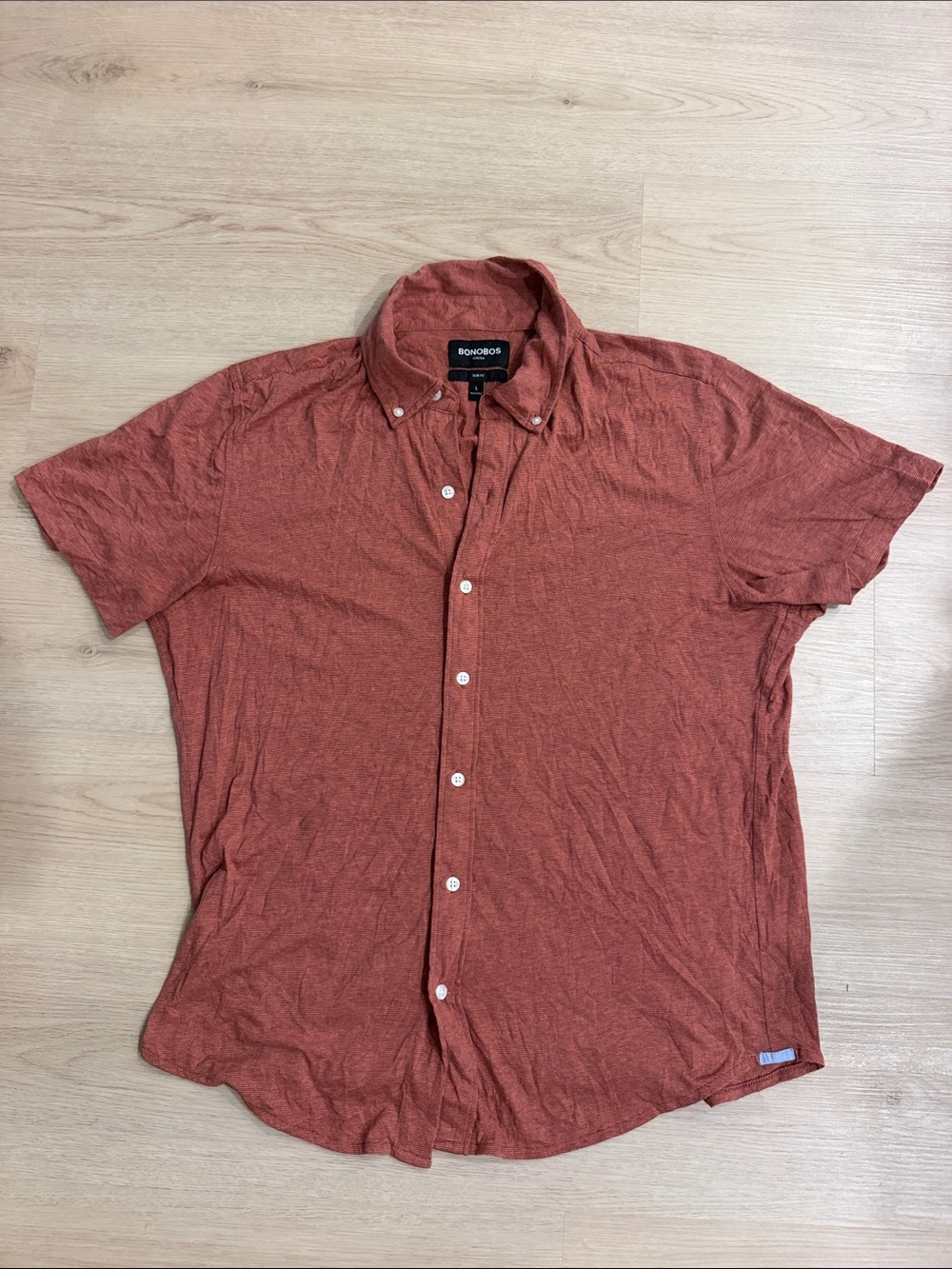 Bonobos Large Short Sleeve Button-Down Shirt in Rusty Orange